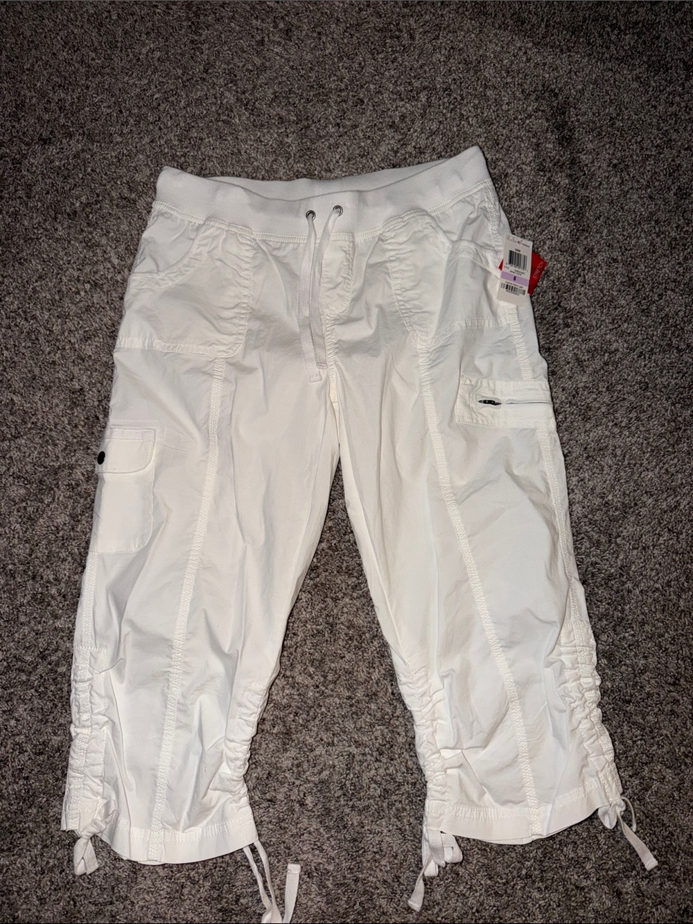 White Women’s Cargo Capri Bottoms